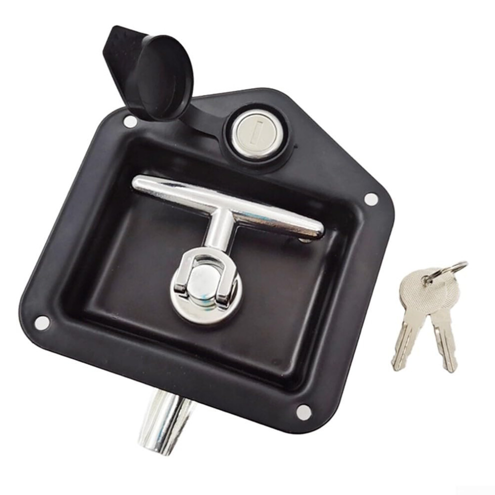 Stainless Steel Thandle Toolbox Lock With Keys, Heavy Duty Trailer Door Latch For Rv, Black 9199774762861
