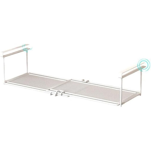 Metal Under Shelf Organizer 30 To 60 Cm Adjustable White Kitchen Storage Rack 1