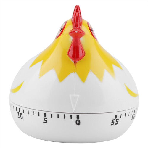 Kitchen Timer with Loud Alarm Sound, Elegant Chicken Design, Durable PP Material, White