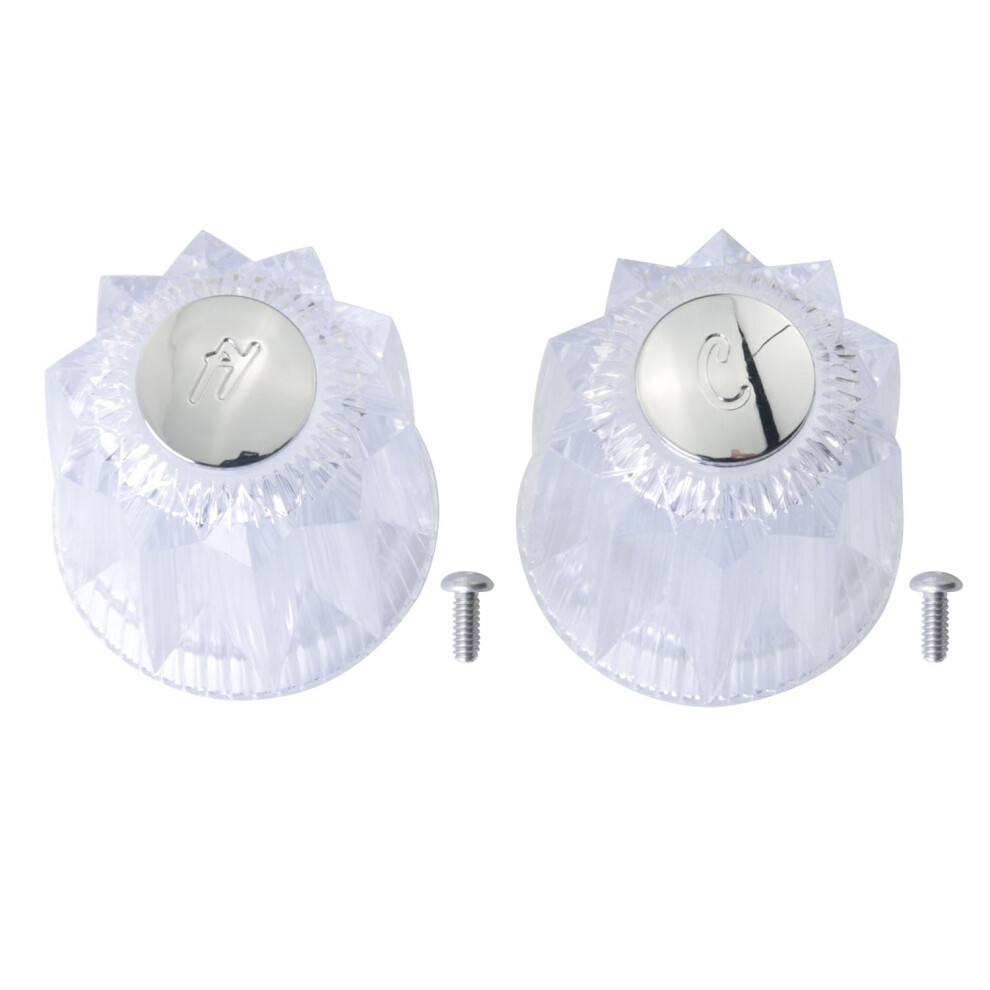 2Pcs Clear Acrylic Shower Faucet Handle Replacement With Comfortable Round Grip For Bathroom 9187378983256