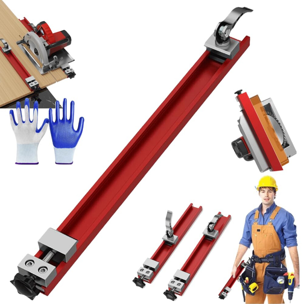 Aluminum Adjustable Circular Saw Guide Rail With Clamp, Precision Double Lock Woodworking Aid 360Mm 9094768993545