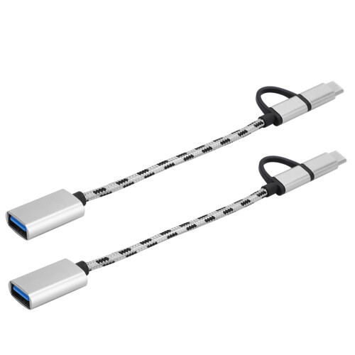 USB 3.0 Typ-C OTG Adapter 2er Pack 2-in-1 Datenübertragungsstecker Grau 1