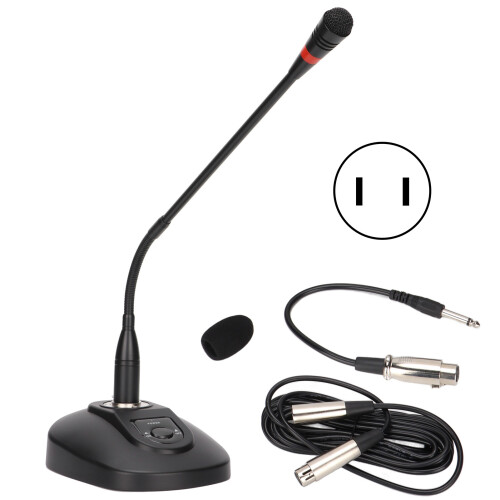 Condenser Gooseneck Microphone For Conference Use, Switching Design Compact Structure Noise Cancelling Technology Omnidirectional Mic With LED
