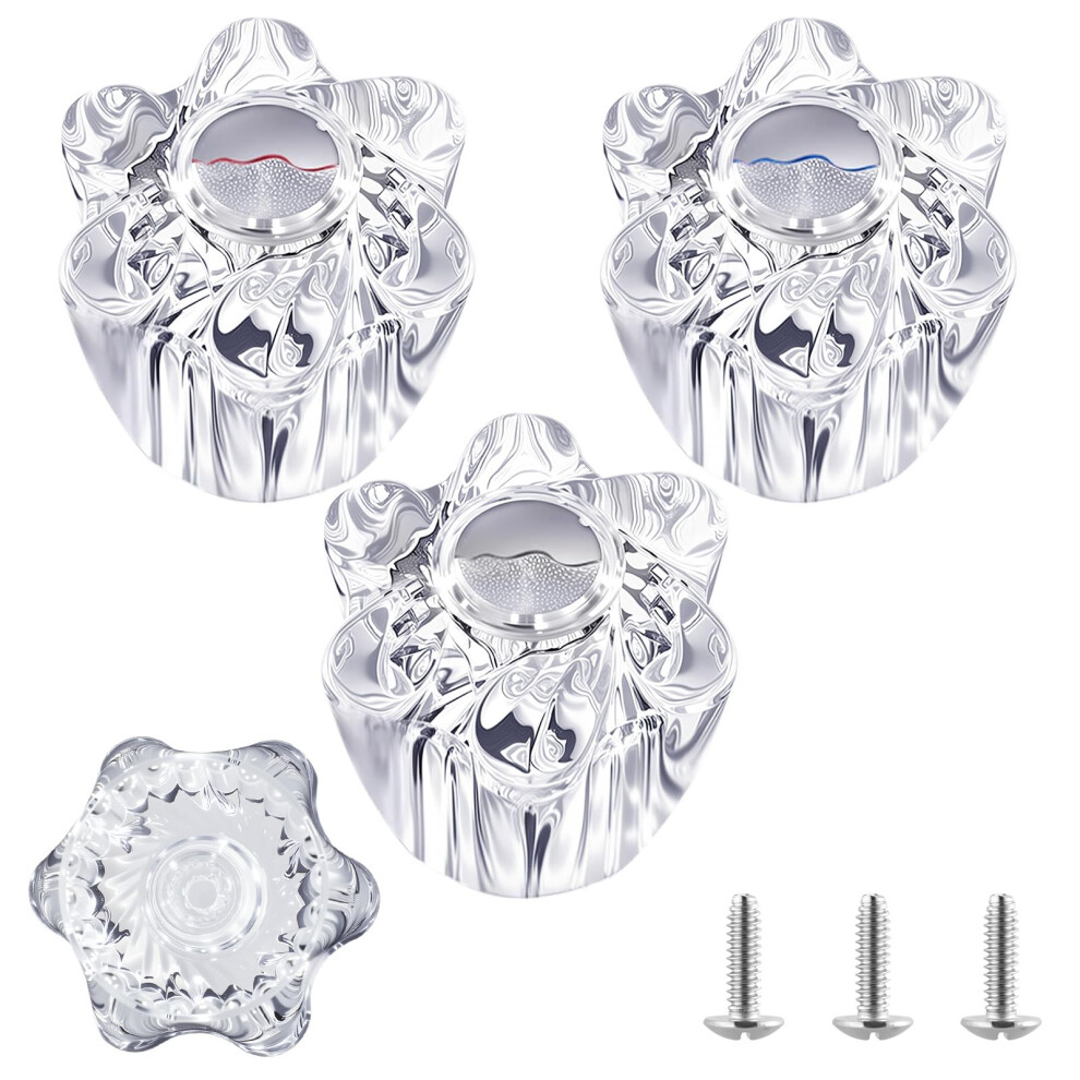 Clear Acrylic Shower Handle Replacement Set For Pfister Contessa Windsor Hot Cold Diverter 3Pcs 9187378983621