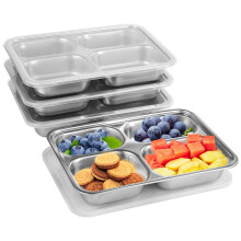 Stainless Steel Lunch Box Set, Leakproof 4 Compartment Bento Box for Meal Prep, Kids and Adults