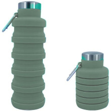 Collapsible Silicone Water Bottle 17oz BPA LeakProof Reusable Bottle for Travel Hiking Light Taupe