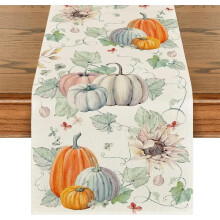 Table Runner Autumn Dining Table Runner Linen Plaid Pumpkins Indoor Outdoor 33 x 183 cm Color6