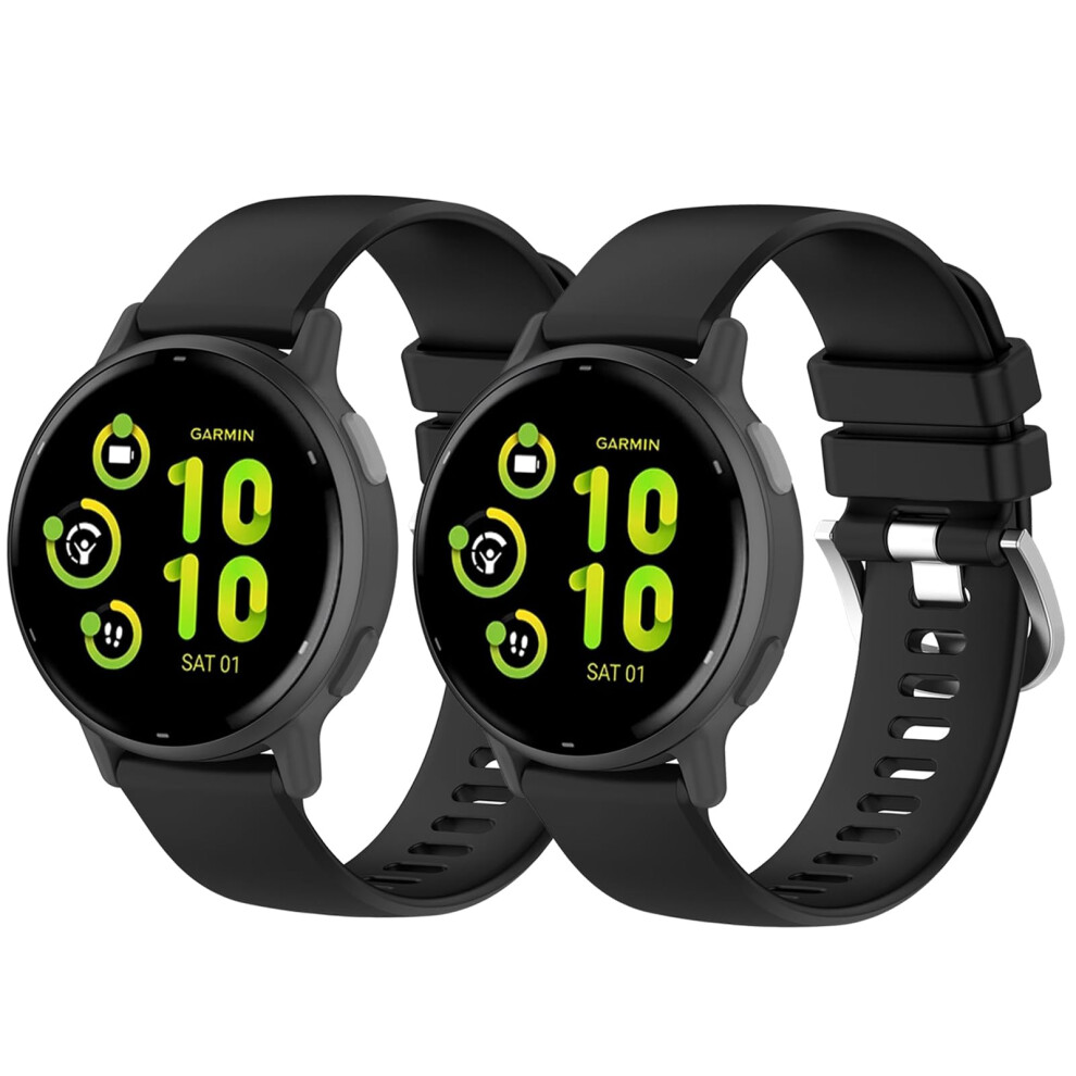 2 Pack 20Mm Waterproof Watch Band With Quick Release For Garmin Vivoactive And Forerunner 165 Black 9094768994030