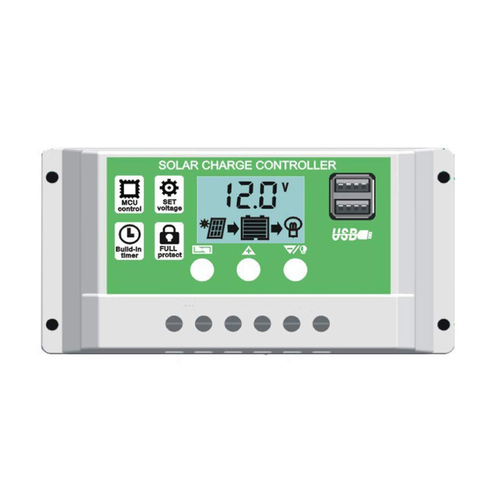 30A Pwm Solar Charge Controller 12V 24V With Lcd Usb Ports For Lithium And Lead Acid Batteries 9094768994450