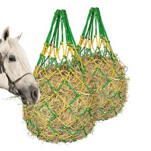 Pet Hay Pouches Carry Bag Hay Storage For Horses And Goats Outdoor Hanging Hay Feeder SlowFeeding Green And Yellow