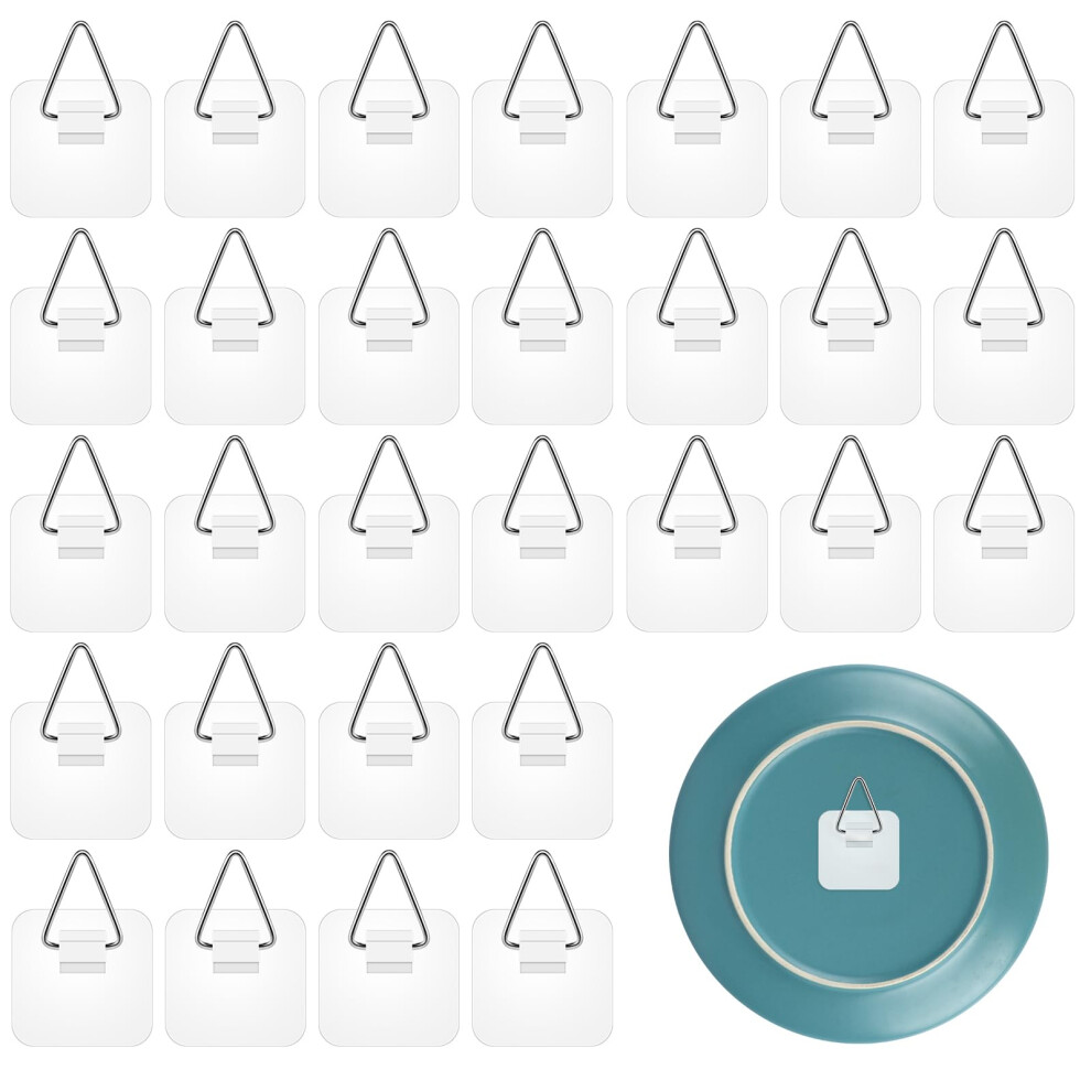 30 Pcs Wall Plate Hangers Invisible Self Adhesive Hooks For Decorative Plates And Pictures Display 9187378985090