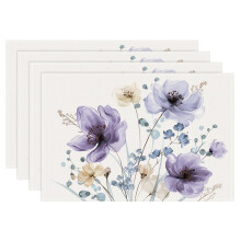 Watercolor Floral Placemats Set of 4, 12x18 Inch Washable Polyester Table Mats for Dining Decor