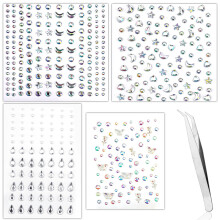 440pcs Face Gems Stickers Set with Rhinestone Jewels, Multiple Shapes for Festival Makeup and Cosplay