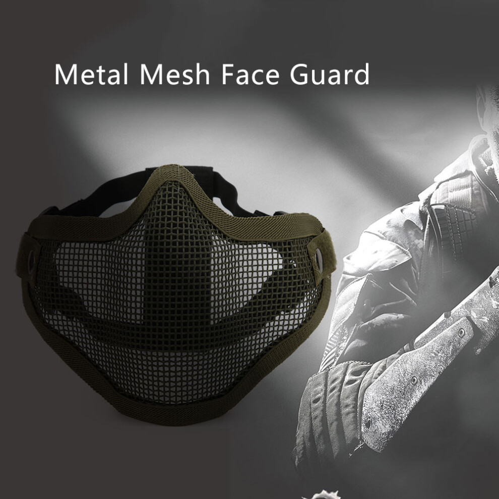 Steel Wire Metal Mesh Face Guard, Half Cover, Green, Anti Riot Protective Film 8401379756925