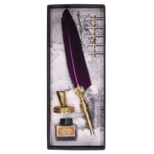 Luxury Gift Calligraphy Pen Set, Exquisite Pattern And Shape Hand Crafted Feather Dip Pen With Quill Calligraphy