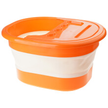 TPE Foldable Foot Wash Bucket Foot Soaking-Orange With Lid