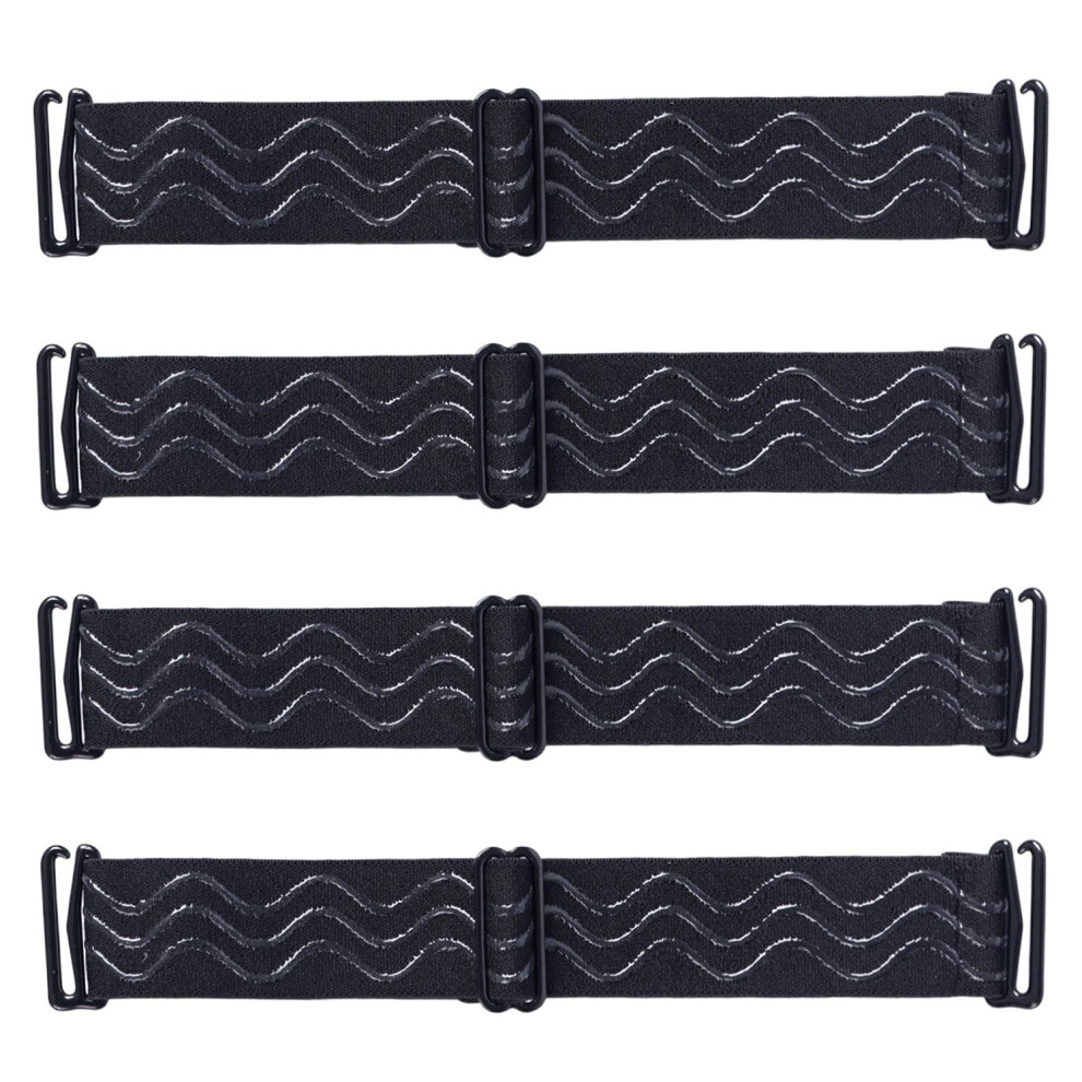 Unisex Black Elastic Wig Band Set 4Pcs Adjustable Non Slip Wig Straps For Glueless Wigs Secure Fit