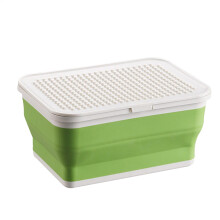 Kids Toy Storage Bin, Stackable Silicone Organizer Box for Playroom and Nursery, Green 8.46x4.13x6.3in