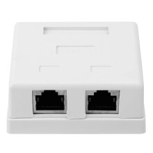 Double Port Cat.6 Network Module Box, Shielded RJ45, 27x58.5mm