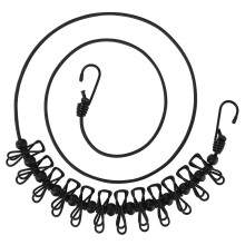 Portable Travel Clothesline with 12 Clips, Adjustable Elastic Cord for Indoor Outdoor Camping (Black)