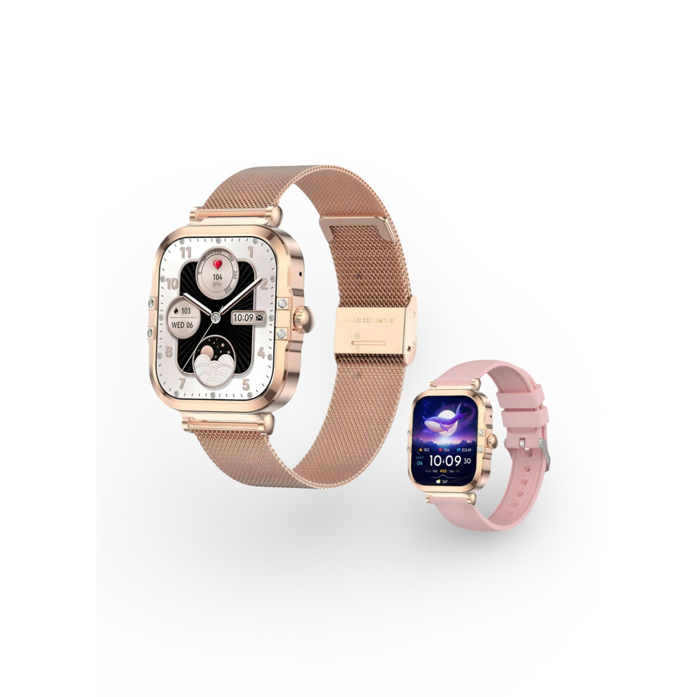 Smartwatch For Women Rose Amoled Fitness Tracker With Bluetooth Calls, Health Monitor, Ip68 Gold 9199774768016