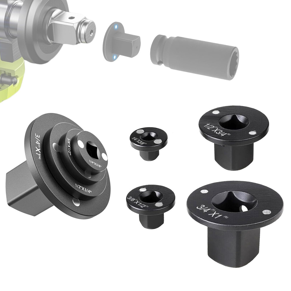 2025 Low Profile Impact Socket Adapter Set For Tight Spaces, Crmo Steel Magnetic, 4Pcs 9187378986820