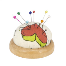 Sewing Pin Cushion Wooden Base Vintage Pin Cushion Embroidery Pin Cushion Japanese Style Round Needle Holder