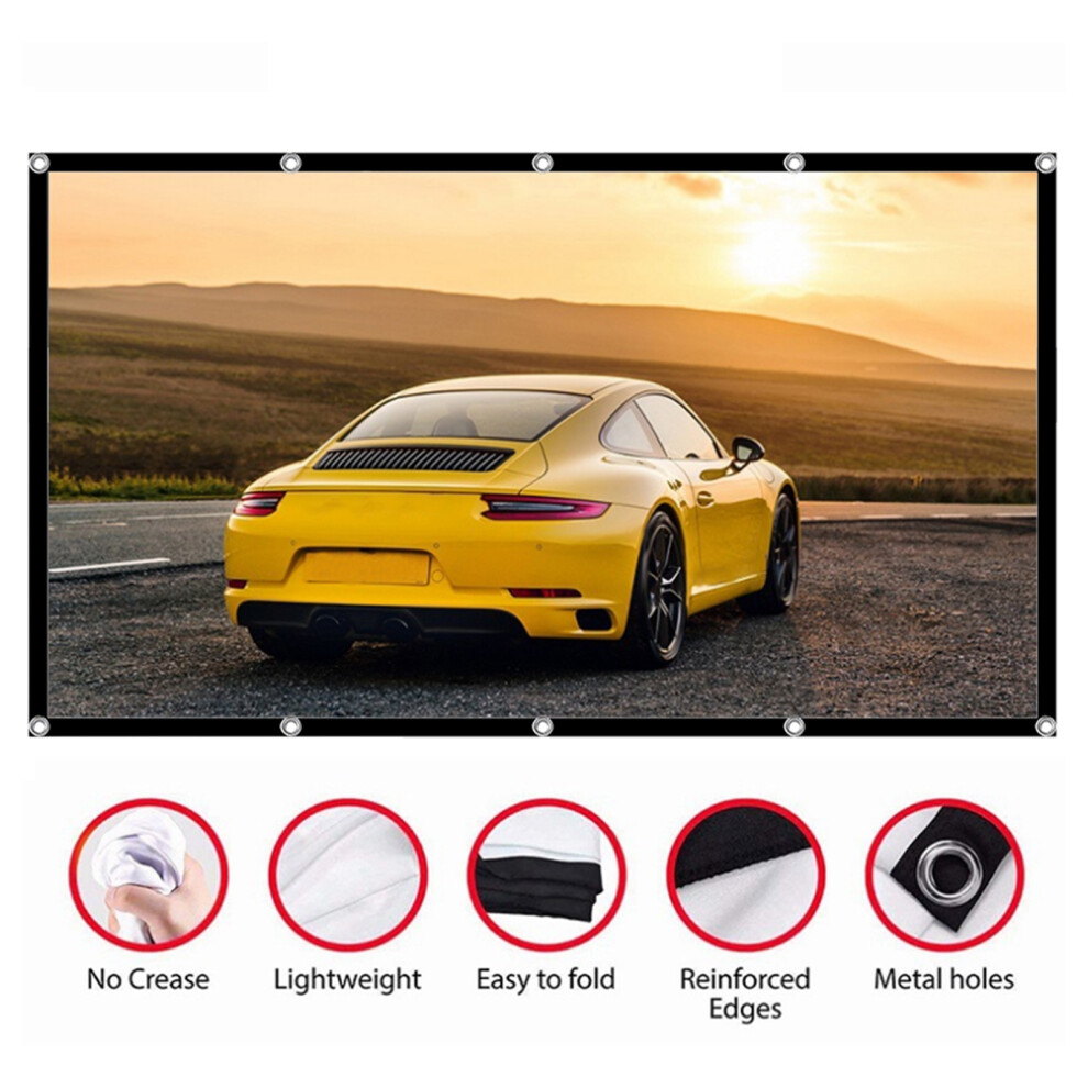 Portable 120In Hd Projector Screen Foldable Polyester 16:9 For Home Office 9321379760281