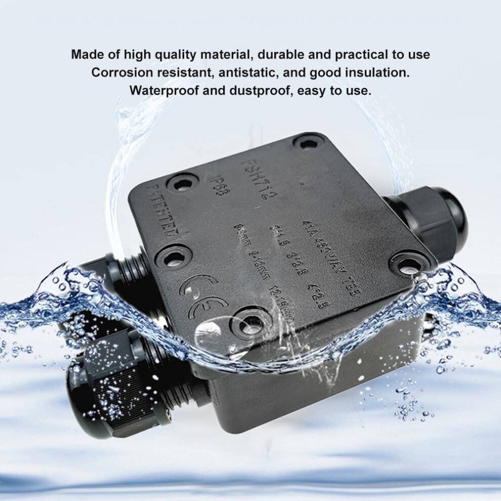 Black Waterproof Ip68 Junction Terminal Box 3-Way Y-Shape 9421379760264