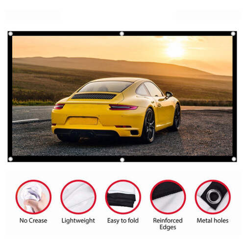 84in Portable HD Projector Screen Foldable Polyester for Home Office Use