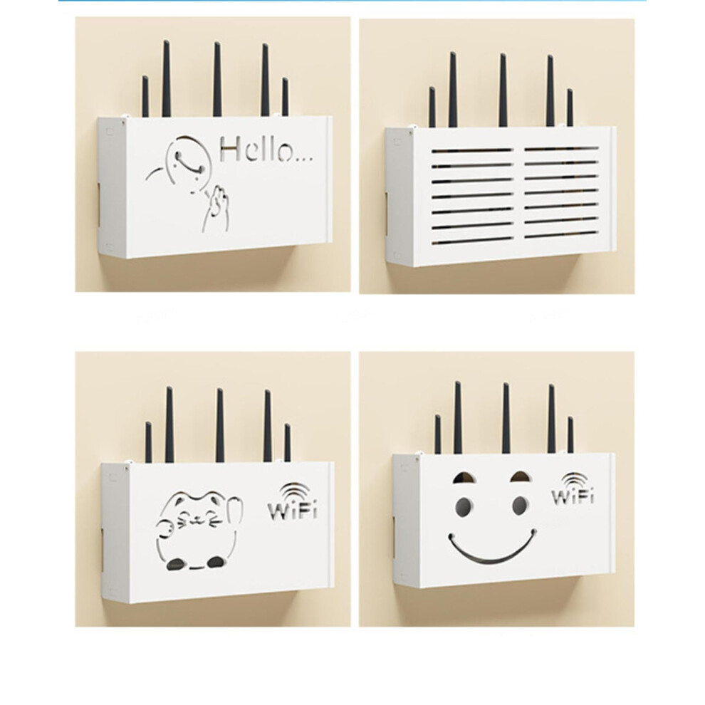Wifi Router Storage Box Wall Mounted Shelf With Cable Management And Ventilated Design C22x20x8.5cm 9094768998052