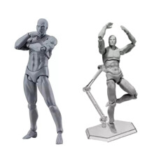 Künstlerpuppe für Zeichenübungen, bewegliche kleine Zeichenfigur mit realistischem Gelenkdesign und stabilem Ständer, flexible und langlebige