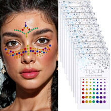 Rainbow Face Gems Stickers, SelfAdhesive Festival Face Jewels in Vibrant Colors for Pride and Parties
