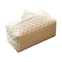 Decoratieve PU-lederen tissuebox met rotanweefselpatroon,-Wit