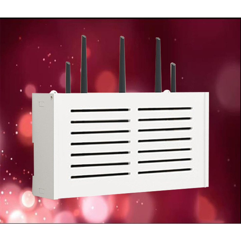 Wifi Router Storage Box Wooden Wall Mounted Organizer With Cable Management Dust Protection C38x20x8.5cm 9094768998892