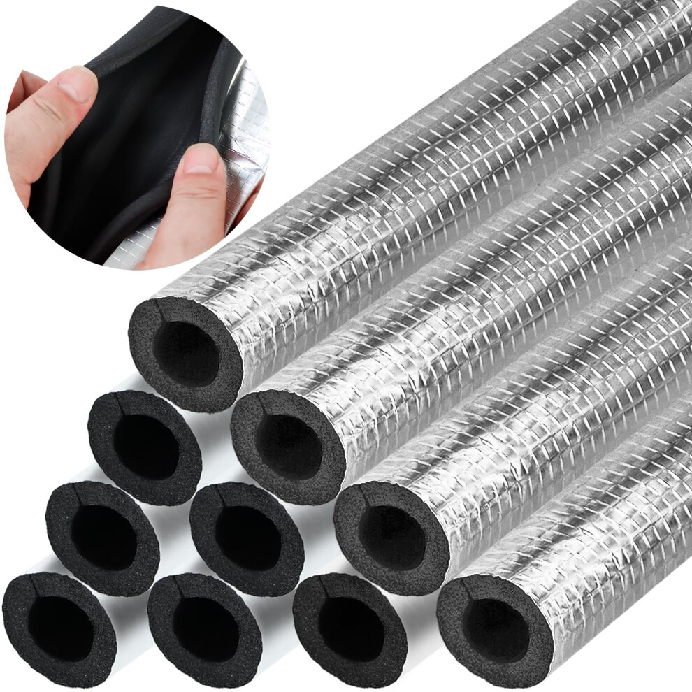 10 Pcs Pipe Insulation Foam Tubing Self Adhesive Wrap With Aluminum Foil For Winter Freeze Protection 9094768999073