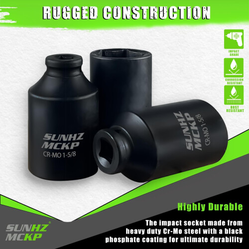 1/2 Inch Drive Impact Socket CRMO Deep 6 Point 41mm Axle Nut Socket HeavyDuty Torque Transfer 2