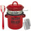 Farmhouse Enamel Bacons Grease Keeper-Red Filter scraper spong 1