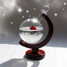 Storm Glass Crystal Globe Shape Weather Forecaster Bottle With Wooden Base Weather Display For Home Office Decor Style 2