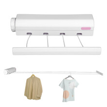 Retractable Clothesline 4 Line Wall Mounted Heavy Duty Space Saving Laundry Rack for Indoor Outdoor Use