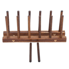 Organisateur d'assiettes au design élégant, gain de place dans les placards, finition bois naturel, égouttoir à vaisselle pliable pour sécher la