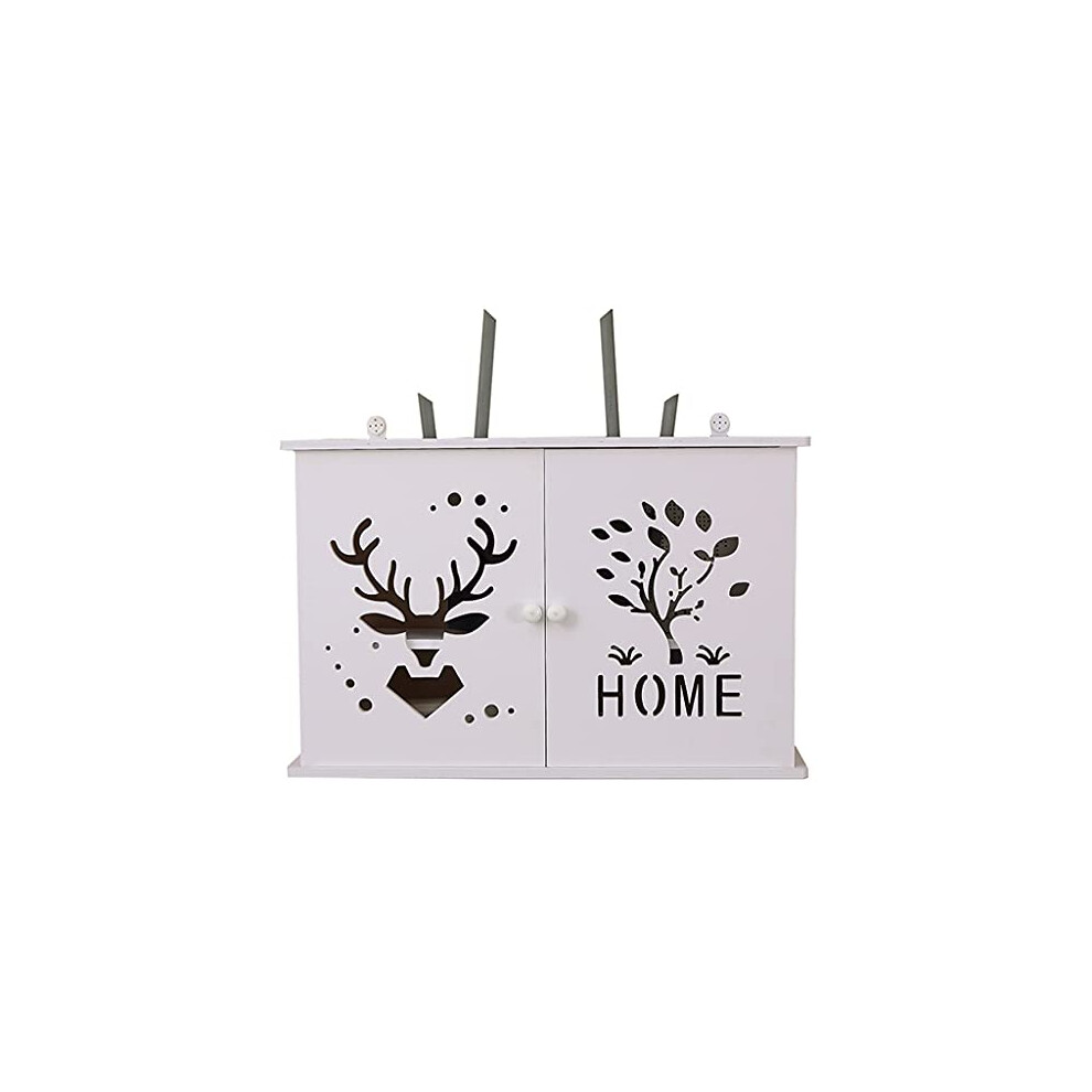 Wifi Router Wall Mount Storage Box With Cable Management, 2 Tier Dustproof Shelf For Home And Office 9094768001219