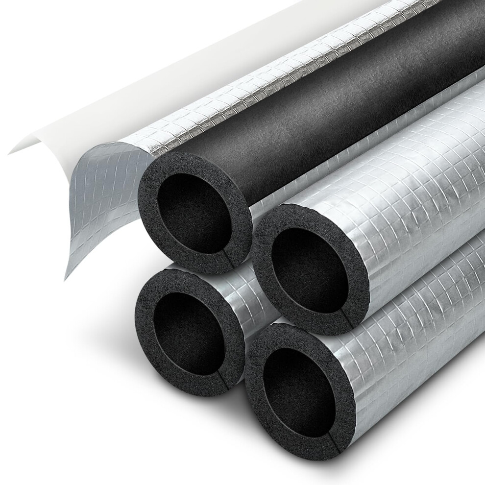 Pipe Insulation Foam Tubes 4 Pack, Self Adhesive Aluminum Foil Ac Pipe Covers For Outdoor Freeze Protection 9187378990292