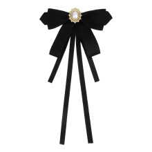 Women's PreTied Bow Tie with Rhinestones, Adjustable Black Uniform and Dress Accessory