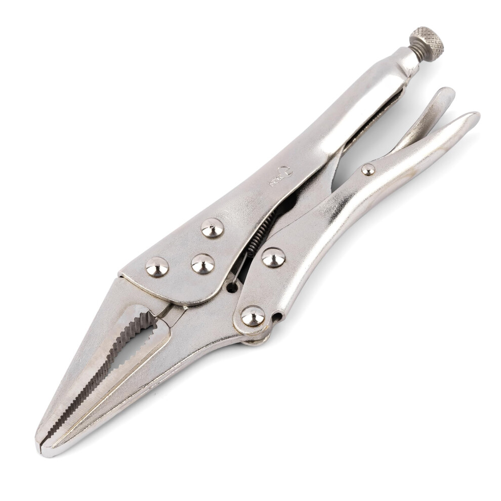 9 Inch Long Nose Locking Pliers With Wire Cutter, Heavy Duty HeatâTreated Steel, AntiâSlip Grip 9199774772709