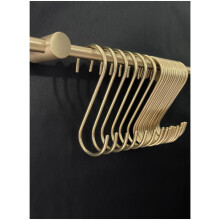 20 Pack Solid Brass S Hooks HeavyDuty Gold Metal Hanging Hooks for Kitchen Pots Pans Mugs Bags