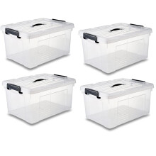 Set of 4 70 Qt Latch Box Replacement Lids for Plastic Storage Containers with Secure Closure