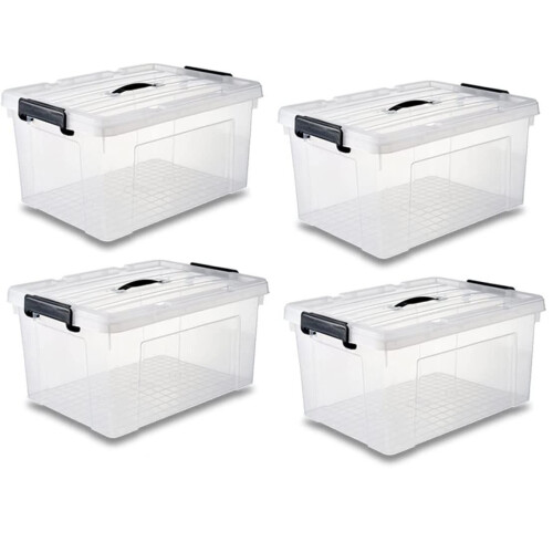 Set of 4 70 Qt Latch Box Replacement Lids for Plastic Storage Containers with Secure Closure