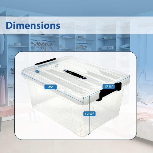 Set of 4 70 Qt Latch Box Replacement Lids for Plastic Storage Containers with Secure Closure 1