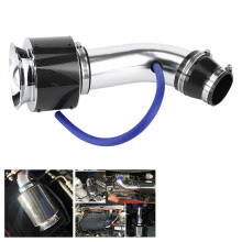 Carbon Fiber Style 76mm Aluminum Cold Air Intake Filter Kit Small Silver